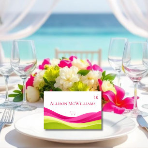 Fuchsia and Lime Green Wedding Place Card-Meat Table Number