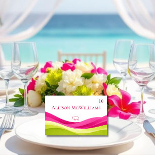 Fuchsia and Lime Green Wedding Place Card-Pork Table Number
