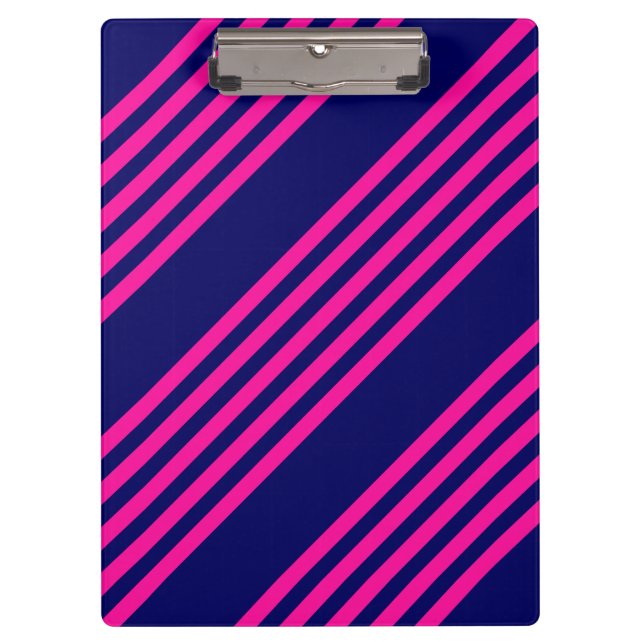 Fuchsia and navy blue five stripes pattern clipboard (Front)