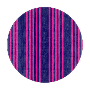 Fuchsia and navy blue five stripes pattern cutting board