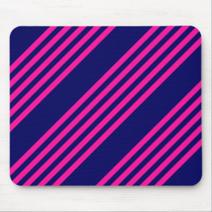 Fuchsia and navy blue five stripes pattern mouse mat