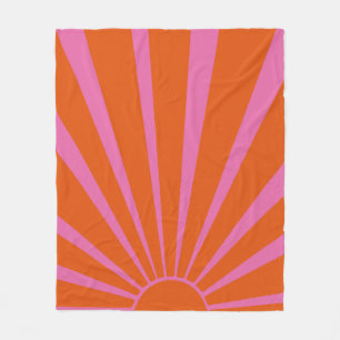 Fuchsia And Orange Aesthetic Colourful Sunshine Ra Fleece Blanket