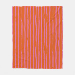 Fuchsia And Orange Grunge Bold Stokes Lines Patter Fleece Blanket