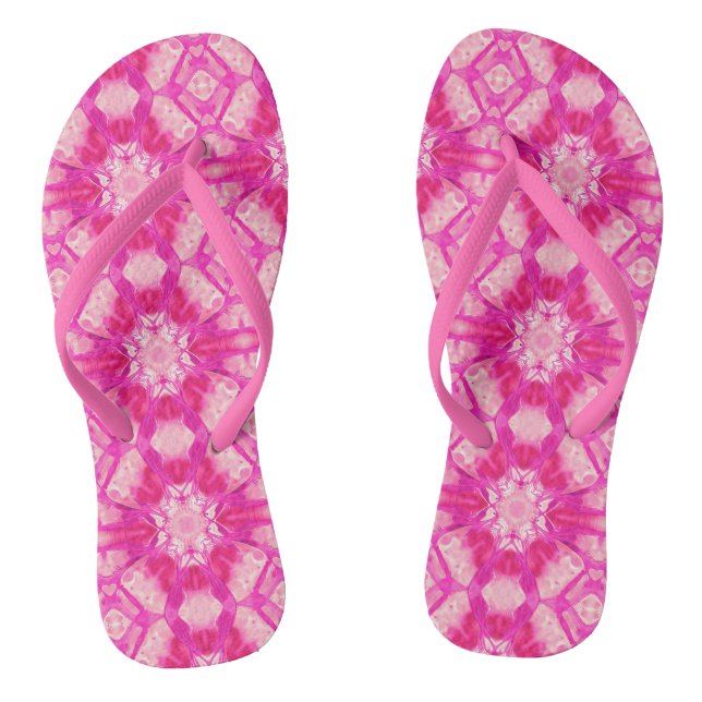 Fuchsia and Pastel Pink Tie Dye Pattern  Flip Flops (Footbed)