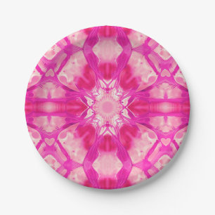 Fuchsia and Pastel Pink Tie Dye Pattern Paper Plate