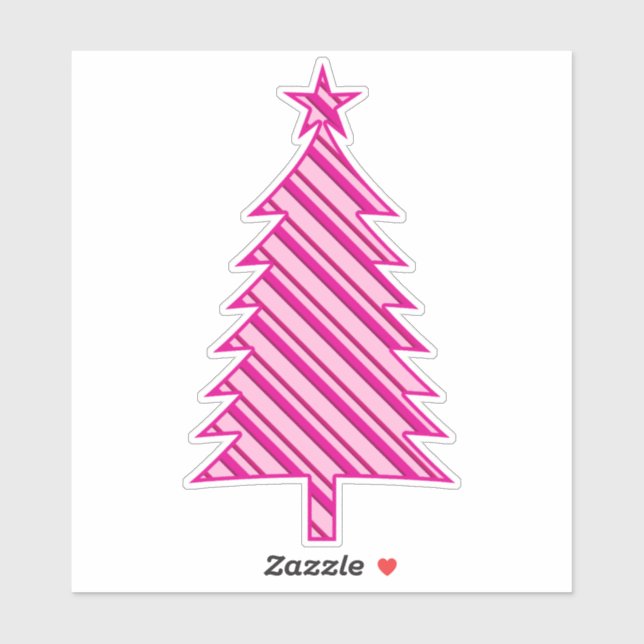 Fuchsia and  Pink Candy Striped Christmas Tree (Sheet)