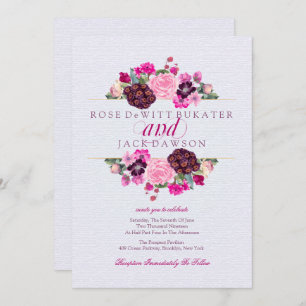 Fuchsia and Plum Floral Wedding Invitations