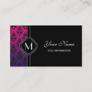 Fuchsia and Purple Damask Pattern Business Card