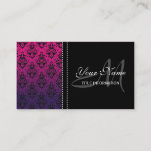 Fuchsia and Purple Damask Pattern Business Card