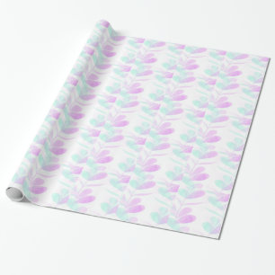 Fuchsia and Turoquoise Leaves Wrapping Paper