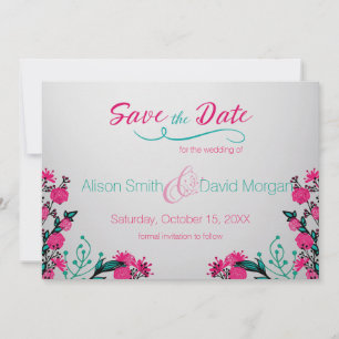 Fuchsia and Turquoise Wedding Save the date