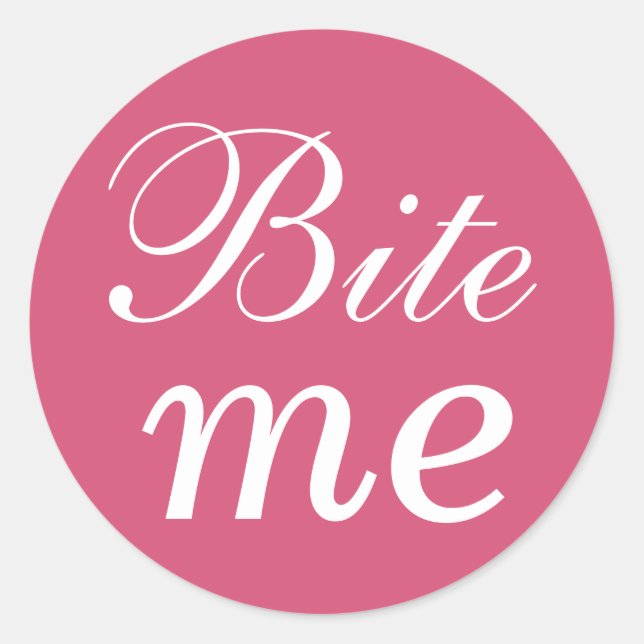 Fuchsia and White Bite Me Sticker (Front)