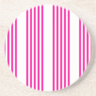 Fuchsia and white five stripes pattern coaster