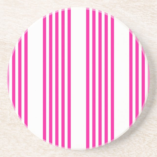 Fuchsia and white five stripes pattern coaster (Front)