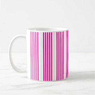 Fuchsia and white five stripes pattern coffee mug