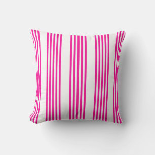 Fuchsia and white five stripes pattern cushion