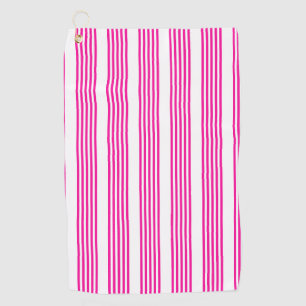 Fuchsia and white five stripes pattern golf towel