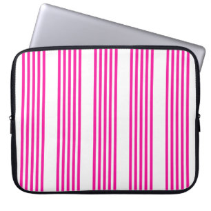 Fuchsia and white five stripes pattern laptop sleeve