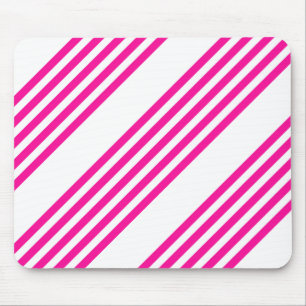 Fuchsia and white five stripes pattern mouse mat