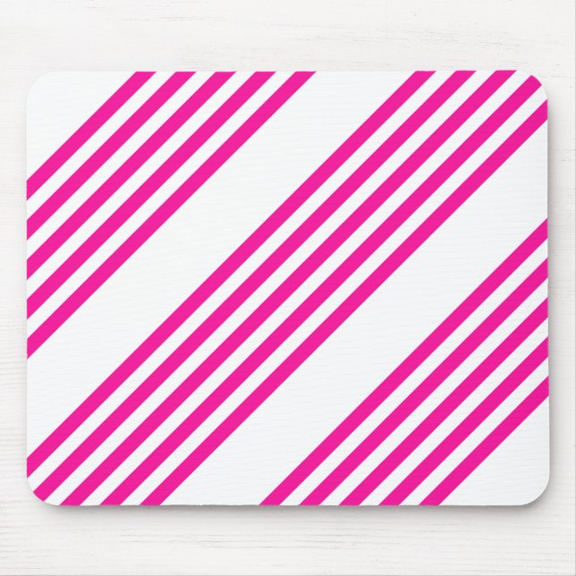 Fuchsia and white five stripes pattern mouse mat (Front)