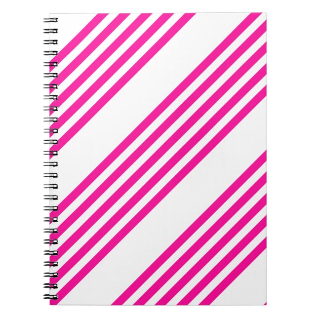 Fuchsia and white five stripes pattern notebook (Front)