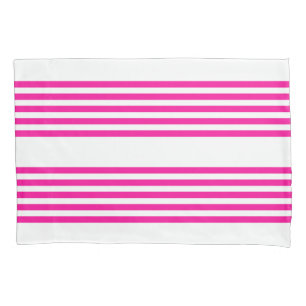 Fuchsia and white five stripes pattern pillowcase