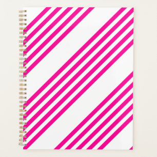 Fuchsia and white five stripes pattern planner