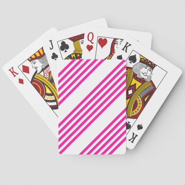 Fuchsia and white five stripes pattern playing cards (Back)