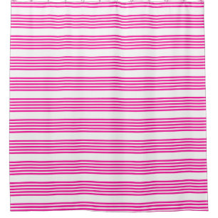 Fuchsia and white five stripes pattern shower curtain