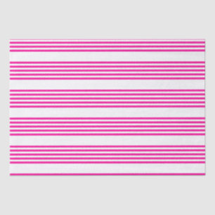 Fuchsia and white five stripes pattern tissue paper