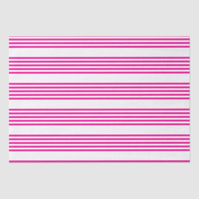 Fuchsia and white five stripes pattern tissue paper (Front)