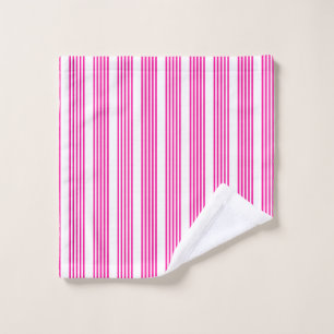Fuchsia and white five stripes pattern wash cloth