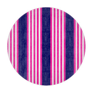 Fuchsia and white five stripes pattern with blue cutting board