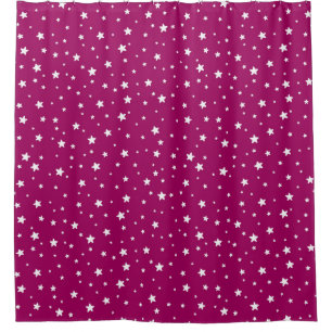 Fuchsia and White Stars Celestial Sky Shower Curtain
