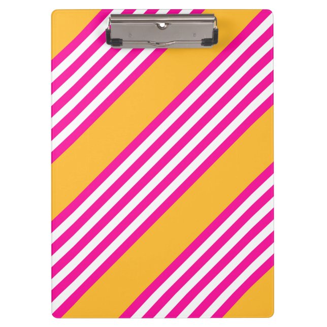 Fuchsia and yellow five stripes pattern clipboard (Front)