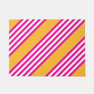 Fuchsia and yellow five stripes pattern doormat