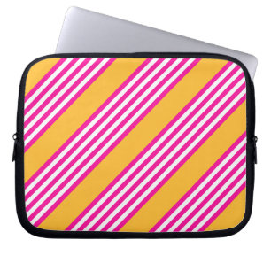 Fuchsia and yellow five stripes pattern laptop sleeve