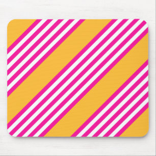 Fuchsia and yellow five stripes pattern mouse mat