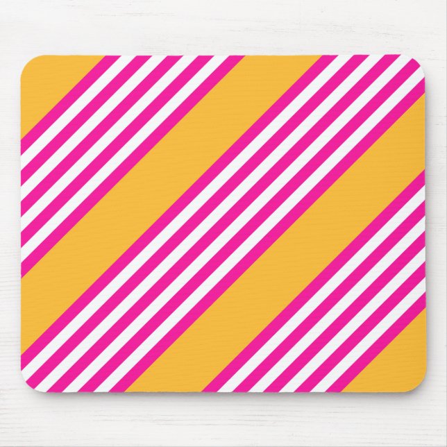 Fuchsia and yellow five stripes pattern mouse mat (Front)