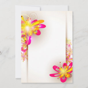 Fuchsia and yellow flowers invitations