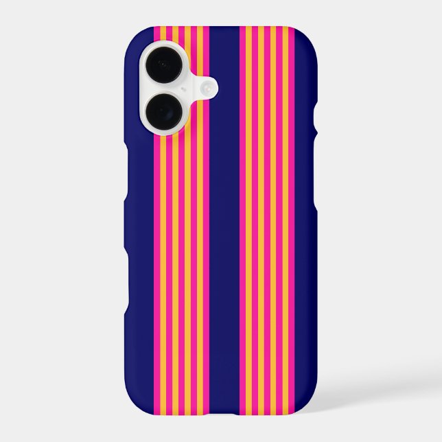 Fuchsia and yellow stripes with navy blue (Back)
