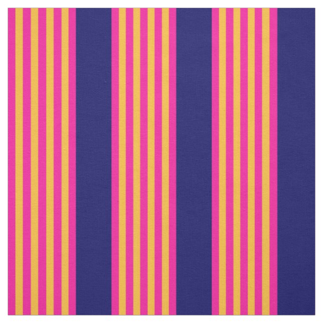 Fuchsia and yellow stripes with navy blue fabric (Swatch)