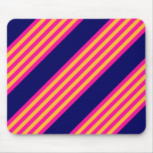 Fuchsia and yellow stripes with navy blue mouse mat