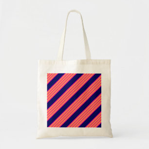 Fuchsia and yellow stripes with navy blue tote bag