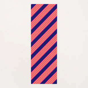 Fuchsia and yellow stripes with navy blue yoga mat