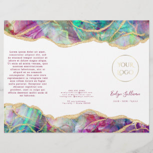 Fuchsia aquamarine opal design brochure