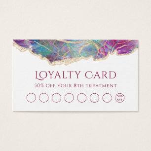 Fuchsia aquamarine opal design loyalty card