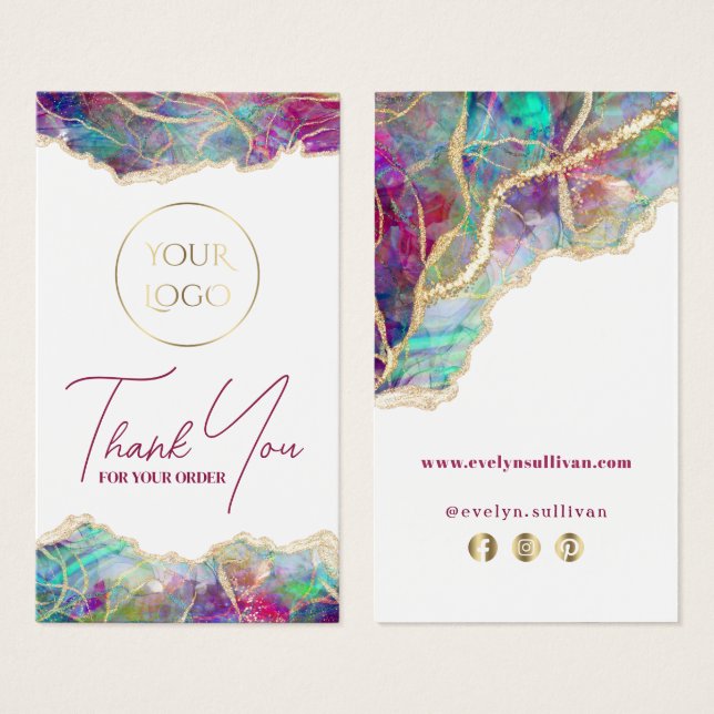 Fuchsia aquamarine opal design package insert (Front & Back)