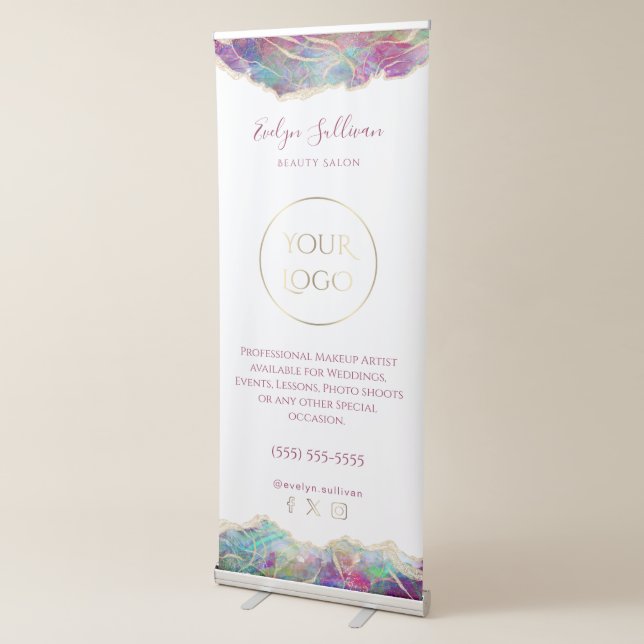 Fuchsia aquamarine opal design retractable banner (3/4)