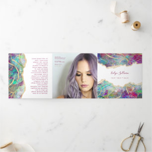 Fuchsia Aquamarine Opal Design Trifold Brochure